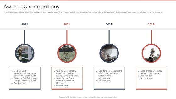 Event Planning And Management Company Profile Awards And Recognitions Demonstration PDF Event Planning And Management Company Profile Awards And Recognitions Demonstration PDF