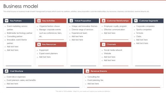 Event Planning And Management Company Profile Business Model Diagrams PDF