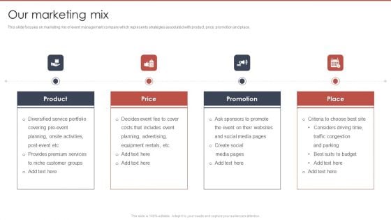 Event Planning And Management Company Profile Our Marketing Mix Introduction PDF Event Planning And Management Company Profile Our Marketing Mix Introduction PDF