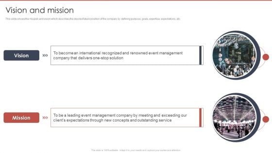 Event Planning And Management Company Profile Vision And Mission Sample PDF