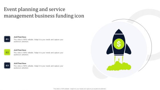 Event Planning And Service Management Business Funding Icon Demonstration PDF