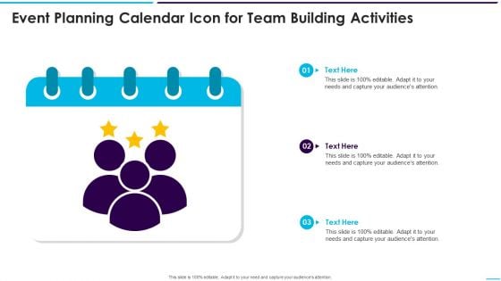 Event Planning Calendar Icon For Team Building Activities Guidelines PDF