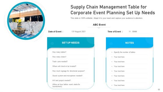 Event Planning Management Supply Chain Rate Quantity Ppt PowerPoint Presentation Complete Deck With Slides