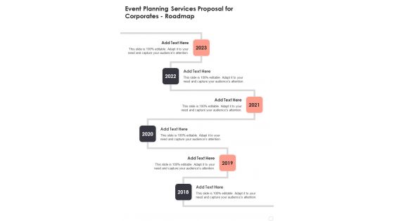 Event Planning Services Proposal For Corporates Roadmap One Pager Sample Example Document