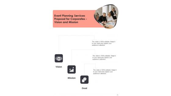 Event Planning Services Proposal For Corporates Vision And Mission One Pager Sample Example Document