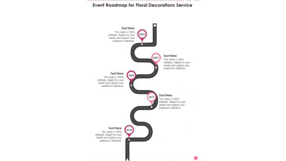 Event Roadmap For Floral Decorations Service One Pager Sample Example Document