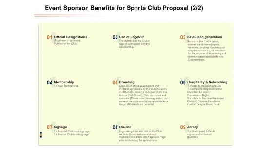 Event Sponsor Benefits For Sports Club Proposal Price Ppt PowerPoint Presentation Model Example File PDF