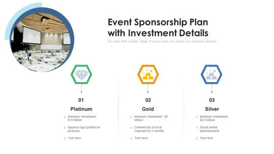 Event Sponsorship Plan With Investment Details Ppt PowerPoint Presentation Gallery Gridlines PDF