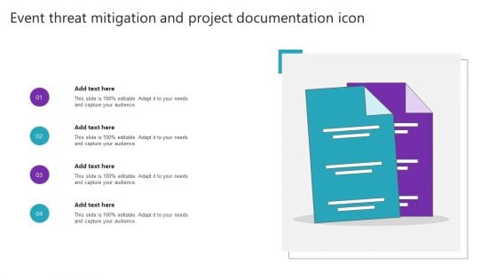 Event Threat Mitigation And Project Documentation Icon Diagrams PDF