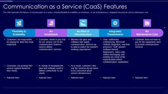 Everything As A Service Xaas For Cloud Computing IT Communication As A Service Caas Features Information PDF