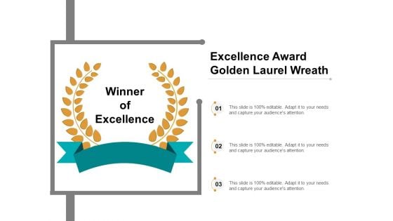 Excellence Award Golden Laurel Wreath Ppt PowerPoint Presentation Show Themes