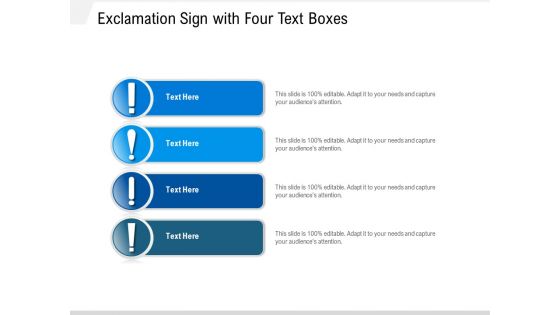 Exclamation Sign With Four Text Boxes Ppt PowerPoint Presentation File Examples PDF