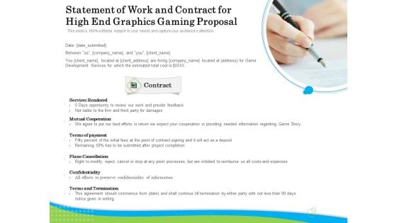 Exclusive Illustration Gaming Statement Of Work And Contract For High End Graphics Gaming Proposal Formats PDF