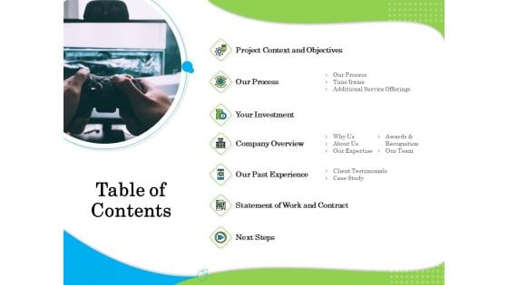 Exclusive Illustration Gaming Table Of Contents Slides PDF Exclusive Illustration Gaming Table Of Contents Slides PDF