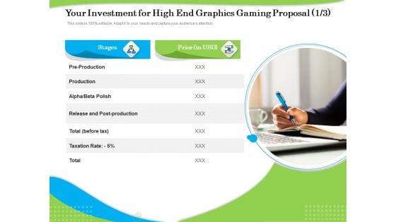 Exclusive Illustration Gaming Your Investment For High End Graphics Gaming Proposal Price Diagrams PDF