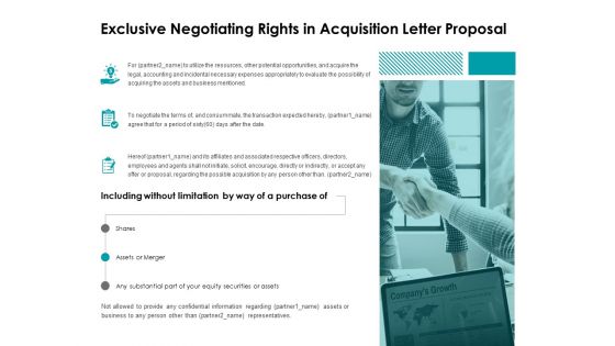 Exclusive Negotiating Rights In Acquisition Letter Proposal Ppt Powerpoint Presentation Infographics Background Image