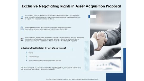 Exclusive Negotiating Rights In Asset Acquisition Proposal Ppt PowerPoint Presentation Inspiration Guide