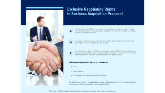 Exclusive Negotiating Rights In Business Acquisition Proposal Ppt PowerPoint Presentation Designs Download