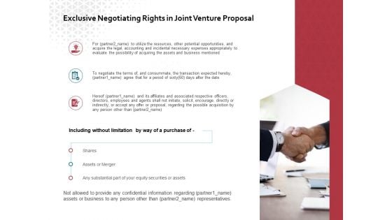Exclusive Negotiating Rights In Joint Venture Proposal Ppt PowerPoint Presentation Styles Clipart Images