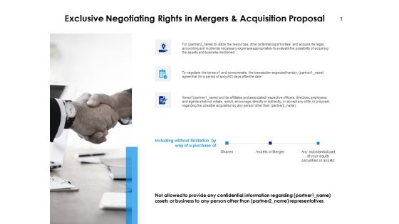Exclusive Negotiating Rights In Mergers And Acquisition Proposal Ppt PowerPoint Presentation Inspiration Summary Exclusive Negotiating Rights In Mergers And Acquisition Proposal Ppt PowerPoint Presentation Inspiration Summary