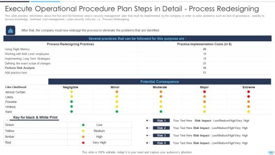 Execute Operational Procedure Plan Steps In Detail Process Redesigning Professional PDF