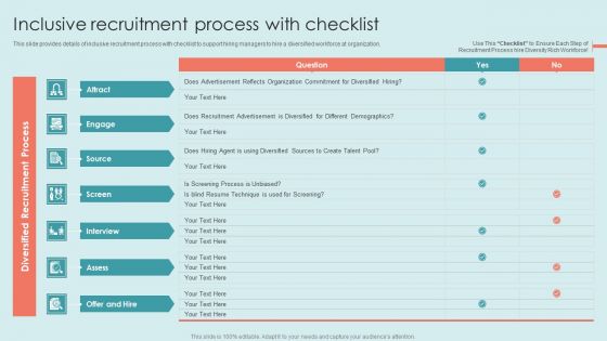 Executing Diversity Inclusive Recruitment Process With Checklist Professional PDF