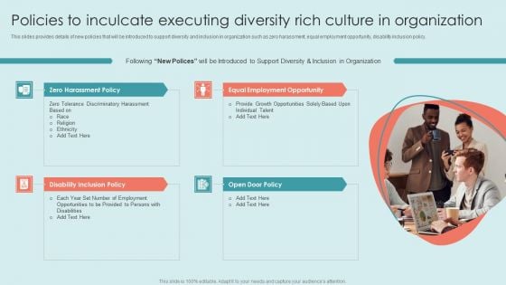 Executing Diversity Policies To Inculcate Executing Diversity Rich Culture In Organization Diagrams PDF