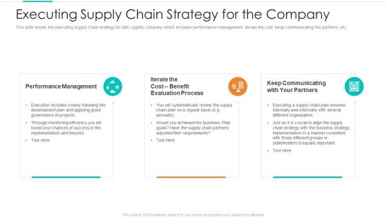 Executing Supply Chain Strategy For The Company Ppt Show Templates PDF