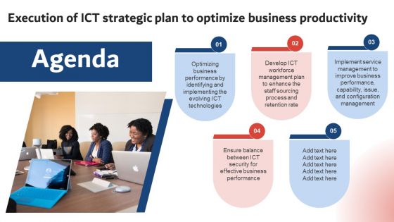 Execution Of ICT Strategic Plan To Optimize Business Productivity Agenda Designs PDF