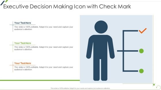 Executive Decision Making Icon With Check Mark Background PDF