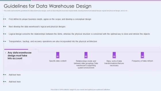 Executive Information Database System Guidelines For Data Warehouse Design Diagrams PDF