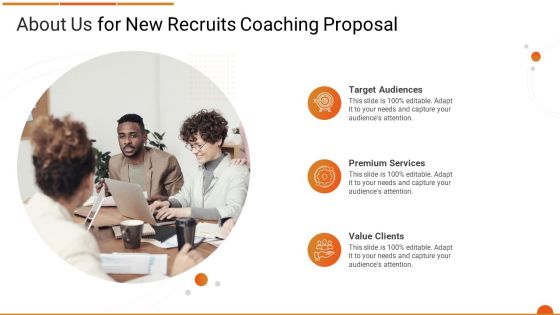Executive Job Training About Us For New Recruits Coaching Proposal Graphics PDF
