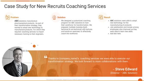Executive Job Training Case Study For New Recruits Coaching Services Themes PDF