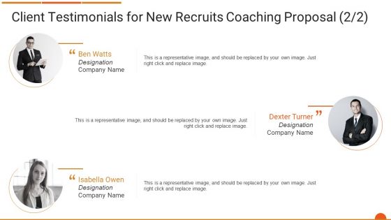 Executive Job Training Client Testimonials For New Recruits Coaching Proposal Representative Portrait PDF Executive Job Training Client Testimonials For New Recruits Coaching Proposal Representative Portrait PDF