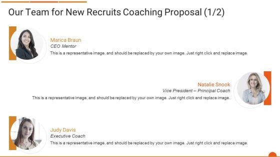 Executive Job Training Our Team For New Recruits Coaching Proposal Background PDF