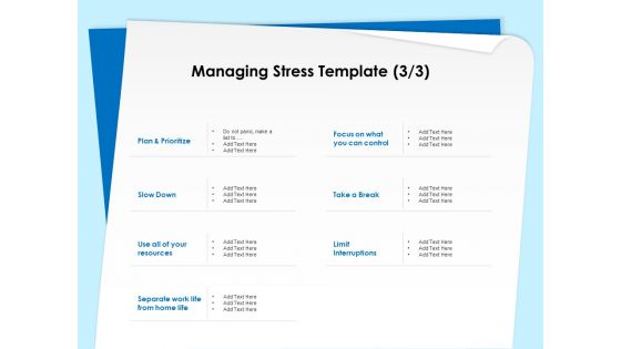 Executive Leadership Programs Managing Stress Template Plan Ppt PowerPoint Presentation Outline Demonstration