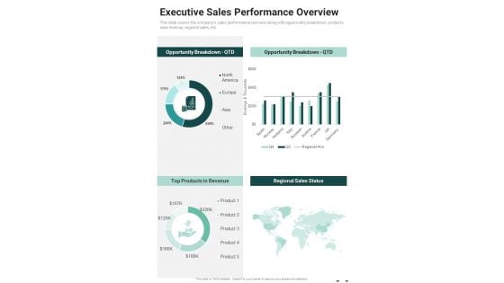 Executive Sales Performance Overview One Pager Documents