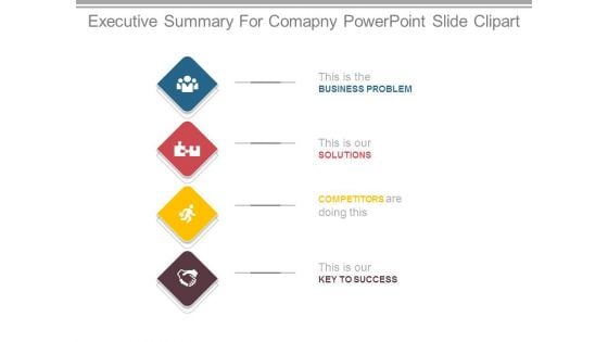 Executive Summary For Comapny Powerpoint Slide Clipart