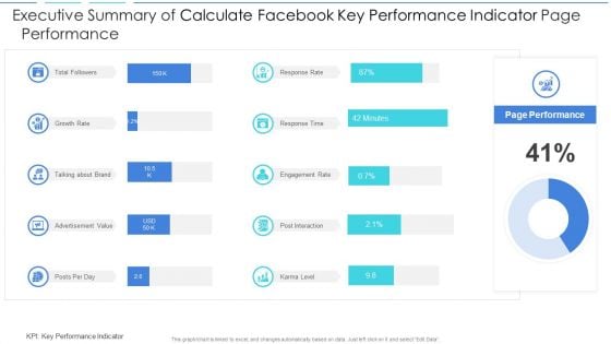 Executive Summary Of Calculate Facebook Key Performance Indicator Page Performance Download PDF