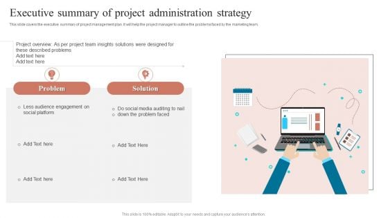 Executive Summary Of Project Administration Strategy Microsoft PDF