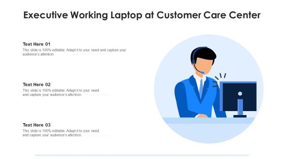 Executive Working Laptop At Customer Care Center Ppt Gallery Show PDF