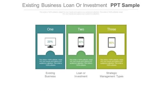 Existing Business Loan Or Investment Ppt Sample