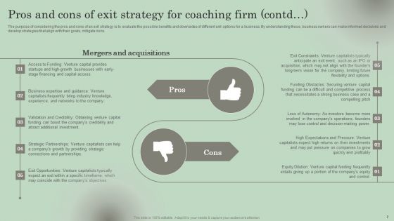 Exit Strategies For Coaching Start Up Ppt PowerPoint Presentation Complete Deck With Slides