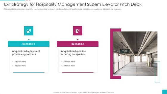 Exit Strategy For Hospitality Management System Elevator Pitch Deck Guidelines PDF