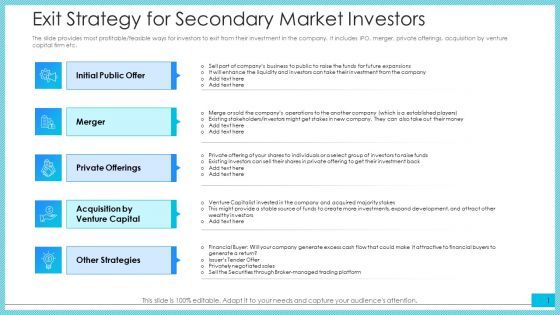 Exit Strategy For Secondary Market Investors Ppt Outline Graphics PDF Exit Strategy For Secondary Market Investors Ppt Outline Graphics PDF