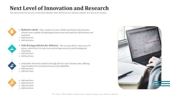 Expand Your Business Through Series B Financing Investor Deck Next Level Of Innovation And Research Sample PDF