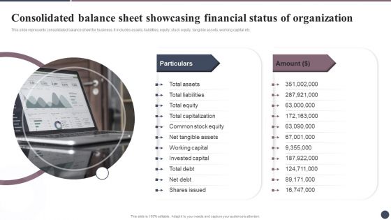 Expanding Target Audience With Cultural Branding Consolidated Balance Sheet Showcasing Information PDF