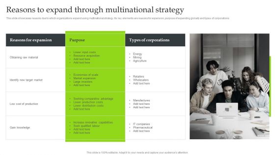 Expansion Strategic Plan Reasons To Expand Through Multinational Strategy Professional PDF