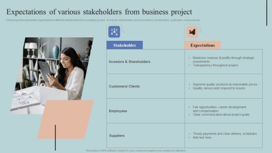 Expectations Of Various Stakeholders From Business Project Information PDF