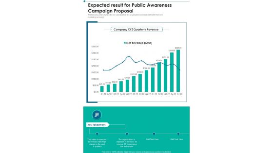 Expected Result For Public Awareness Campaign Proposal One Pager Sample Example Document